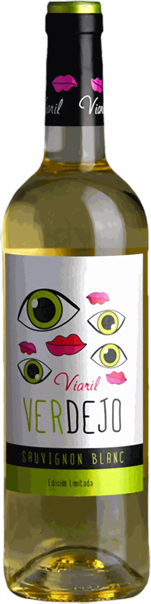 Botella de vino blanco de la Cooperativa Nuestra Señora de la Cabeza en Casas Ibáñez. Vino Viaril verdejo.