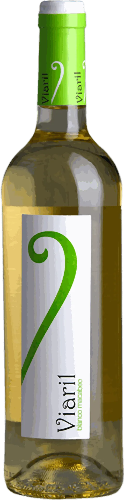 Botella de vino blanco de la Cooperativa Nuestra Señora de la Cabeza en Casas Ibáñez. Vino Viaril blanco macabeo.